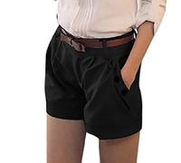 Short pour Femme - Taille Haute LâChe Cinq Points Pantalon Pantacourt éTé Coupe AjustéE Solide Et Confortable Short D'EntraîNement DéContracté