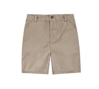 Short pour garçon, stretch, vêtements d'école, enfants, devant plat, chino sergé, short décontracté avec poches, kaki, 5-6 ans