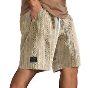 Short pour homme avec broderie jacquard, taille élastique décontractée avec cordon de serrage, A05 kaki, XXL