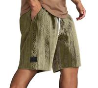 Short pour homme avec broderie jacquard, taille élastique décontractée avec cordon de serrage, A10 vert armée, L