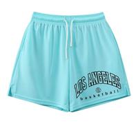 Short pour homme avec imprimé lettres Los Angeles - Short d'été confortable et décontracté - Taille élastique - Doux - Vêtement de tous les jours - Streetwear - Vacances - Pantalon de jogging, bleu