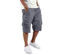 Short pour homme, avec poches, crochet et œillet plat sur le devant, en polyester, pour une tenue décontractée ; avec détails de design, y compris short poche droite mélange de polyester bas séparé