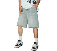 Short pour Homme - Baggy Short Jean Hommes Bermudas en Coton Short De Plage Doux et léger Taille élastique Jogging Fitness Short Large Jorts Streetwear