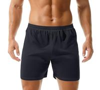 Short pour homme - Pantalon pyjama en coton - Short ample - Slip rayé - Pantalon court, Noir , XL