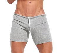 Short pour homme - Short d'été pour homme - En coton et lin - Stretch - Séchage rapide - Taille élastique - Short de plage - Décontracté - Couleur unie - Course, gris, S