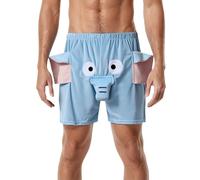 Short pour homme Un short fantaisie en forme d'éléphant Sous-vêtements humoristiques Blague pour hommes Short à thème animalier L'éléphant sonnera Pantalon Joue un pantalon de pyjama étrange (Blue, L)