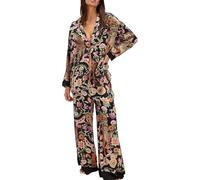Short Pyjama Femme Gris Pyjama Soie Femme Short Silk Satin Pajamas Set for Women 2 Piece Wide Leg Pants Set Long Sleeve Down PJ Shirts Combinaison Fille Krokmou Adulte Dark Gray S