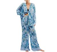 Short Pyjama Femme Gris Pyjama Soie Femme Short Silk Satin Pajamas Set for Women 2 Piece Wide Leg Pants Set Long Sleeve Down PJ Shirts Combinaison Fille Krokmou Adulte Blue M