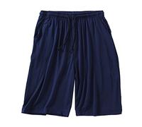 Short Pyjama Homme Grande Taille, Bas De Pyjamas Homme avec Cordon De Serrage Poches Couleur Unie Pantalon Court Baggy Extensible Bermuda Maison IntéRieur Casual Confortable Quotidien
