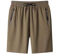 Short Rafraîchissant en Soie Glacée for Femmes Âgées De Plus De 50 Ans, Short Unisexe À Séchage Rapide, Extensible Et Actif(Khaki,3XL)