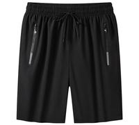 Short Rafraîchissant en Soie Glacée for Femmes Âgées De Plus De 50 Ans, Short Unisexe À Séchage Rapide, Extensible Et Actif(Black,L)