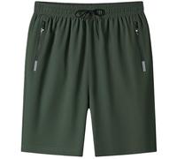 Short Rafraîchissant en Soie Glacée for Femmes Âgées De Plus De 50 Ans, Short Unisexe À Séchage Rapide, Extensible Et Actif(Green,M)