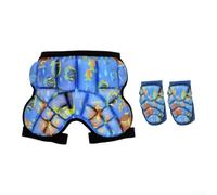 Short rembourré en nylon élasthanne respirant réutilisable pour équipement d'impact (Bleu + genouillères, taille S : 20-30 kg)