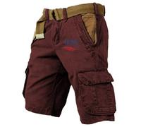 Short rétro pour homme - Short cargo pour homme - Imprimé Usa - Pantalon de loisirs avec plusieurs poches - Taille ample - Short cargo vintage - Pantalon tactique décontracté - Pantalon de trekking