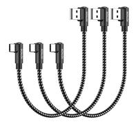 Short Right Angle Usb C Cable 30cm 3pack, 0.3m Usb-C Charger Nylon Braided Fast Charging Cord For Samsung Galaxy S10 S9 S8 Plus Note 9 8, Power Bank