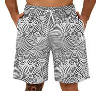 Short Running Homme avec Cordon De Serrage, Bermuda Homme Imprimé 3D Poches Grande Taille Coupe Ample Pantacourt Sport Décontracté Confortable Respirant Jogging Quotidien Plage Loisir