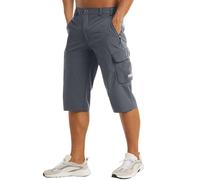 Short Running Homme - Ceinture De Marche Légère sous Le Genou pour Hommes Ceinture À Sept Points Poche Cargo Exercice Pêche (Dark Gray S)