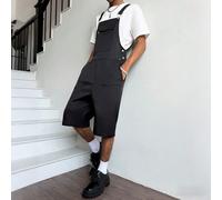 Short salopette noire à motif graphique pour hommes, style polyvalent. Manfinity Hypemode, Mardi Gras, Streetwear, Vintage, Vacances, J'aime mon petit ami, Saint-Valentin, Printemps à Été, Été, Vacanc