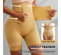 Short sans couture taille haute gainant pour femmes, fermeture à crochets et œillets, serre-taille, rehausseur de hanches, culotte amincissante pour les jambes L,M,S,XL,XXLTissu tricoté