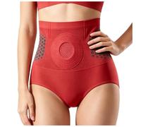 Short Sculptant Pauraju Femme Thermogénique Brûleur De Graisse à Microparticules Modelant Et Restaurant Les Fibres Short Sculptant 4 en 1 Gaine Ventre Plat Graisses pour Femme (Red, XL)