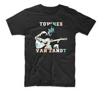 Short Sleeve 1970S Townes Van Zandt Guitar T Shirt Top Black XL