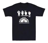Short Sleeve Rock Paper Scissors Table Saw Table Carpenter Funny Gift Men's Cotton T-Shirt Top BlackM