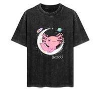 Short Sleeve Tshirt Japanese Anime Kawaii Space Axolotl Kawaii Pastel Goth Comic Top T-Shirt Black XXL