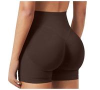 Short Sport Femme Anti Frottemen, Short Cycliste Femme sans Couture, Confortable Legging Court Yoga, Elastique Fille Culotte Fitness, Douce Boxer sous Jupe (Marron., S)