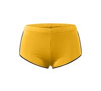 Short Sport Femme Couleur Unie pour Yoga Fitness Entraînement Course à Pied Minceur Abdomen Style Nuit Confortable Bottes de Sport Short Sportif Femme(Yellow, XL)