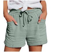 Short Sport Femme Lin Coton éTé Chic Large Fluide Pas Cher Travail Grande Taille éLastique Avec Poches Confortable Ample Mode 2023 Casual Jogging Pantalon Court