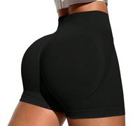 Short Sport Femme Push Up Taille Haute Contrôle Ventre Cycliste Short Opaque sans Couture Yoga Pants Extensible Anti Frottement Legging Court Femme Hot Pant pour Running Fitness Gym Sport