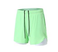 Short Sport Femme Running Short de Course 2 en 1, Fitness Running Yoga Jogging Élastique Séchage Rapide Short Running avec Double Couche (Vert,M)