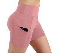 Short Sport Femme Ventre Plat Pantalon Cycliste D’ÉTé Doux Et Respirant Leggings à SéChage Rapide Hot Pant Taille Haute Legging Court Avec Poche Sportswear Pour Yoga Gym Jogging Fitness EntraîNement