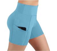 Short Sport Femme Ventre Plat Pantalon Cycliste D’ÉTé Doux Et Respirant Leggings à SéChage Rapide Hot Pant Taille Haute Legging Court Avec Poche Sportswear Pour Yoga Gym Jogging Fitness EntraîNement