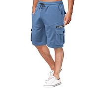 Short Sport Homme Chic, Tenue Cycliste Homme, Short Fitness Hommes Shorts De Travail D'éTé pour Hommes en Pur Coton, Ample, Grande Taille, Multi-Poches, Fermeture éClair, DéContracté