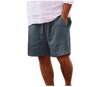 Short Sport Homme Coton Lin été Shorts Course à Pied Pantalon Court Jogging d'Été avec Poches Zippé Shorts et Bermudas Pantalon Court Cargo en Coton Bas d'entraînement S-5XL
