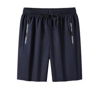 Short Sport Homme en Soie Glacée Coupe Ample Séchage Rapide Short De Course Taille Élastique Léger Et Respirant Cordon Poches À Fermeture Éclair Confortable pour Été Entraînement
