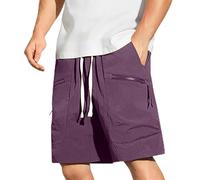 Short Sport Homme Shorts Taille Eastique Couleur Unie avec Cordon de Serrage et Poches Bermuda Décontracté Ample Droit Pantaloncourt Eté Baggy pour Fitness Jogging Loisirs Quotidien