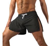 Short Sport Homme Taille Élastique, Short Fitness Homme Séchage Rapide Décontracté Ete Couleurs Pures Tendance Fendu avec Fermeture Éclair Latérale Comfortable Respirante Slim Léger Passe-Partout