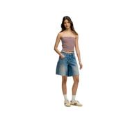 Superdry Short Mid Rise Baggy Femme Bleu Coton Taille 30