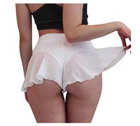 Short taille haute à volants - Mini jupes en dentelle pour femme - Culotte à volants en maille - Jupe ample - Short de danse d'été décontracté - Robe de tennis à taille élastique - Pantalon chaud avec