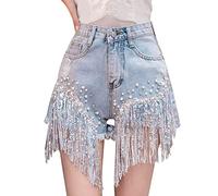 Short Taille Haute Orné De Sequins Pour Femme Pantalon Blanc Cuisine