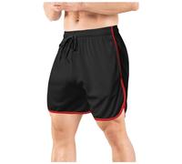 Short Trail Homme - Shorts pour Hommes en Droite À Trois Points Pantalons De Fitness De Plage Et De Sport (Black M)