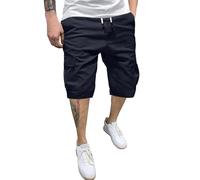 Short Travail Homme Chantier - Pantalon Cargo Homme Tissé Moderne Coupe Décontractée Grandes Tailles Poches Multiples Confortable Tous Les Jours