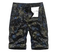 Short Travail Homme Chantier - Salopette Camouflage en Coton Lavé pour Mode Sport Pantalon Moyen De Cinq (Black 32)