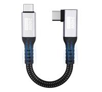 Short USB C Cable, Angled USB C Cable 20cm, 20Gbps/240W/5K@60Hz USB 3.2 Gen2×2,US B C to US B C 90 Degree PD3.1 Video Cable 4K@144Hz for iPhone 16/Plus/Pro Max/iPhone 15/MacBook Pro/iPad Pro,PSSD
