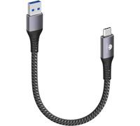 Short Usb C Cables 20cm/0.2m 10gbps Usb 3.1 Gen2 Type C Android Auto Qc3.0 3.1a Usb A To C Fast Charger For Samsung Note20 Galaxy S23/S22/S21 Z Flip 5 Tab S9 Pixel 8 Pro Grey