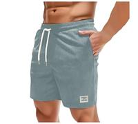 Short Velours Cotelé Homme avec Cordon De Serrage, Bermuda Cargo Homme RéTro Poches Taille Élastique Décontracté Pantalon Court Respirant Confortable LéGer Quotidien Jogging Travail Plage