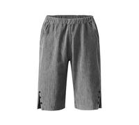 Short Velours Femme Taille Elastique Ourlet Fendu avec Boutons Short de Sport Femme Décontracté Longueur Genou Coupe Droit Ample Couleur Unie Bermuda avec Poches