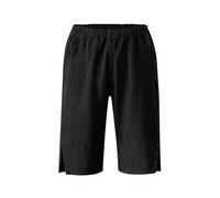 Short Velours Femme Taille Elastique Ourlet Fendu avec Boutons Short de Sport Femme Décontracté Longueur Genou Coupe Droit Ample Couleur Unie Bermuda avec Poches